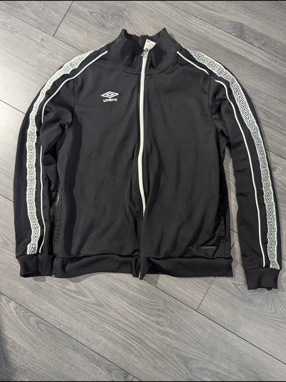 Umbro Men's Black Track Jacket with White Trim